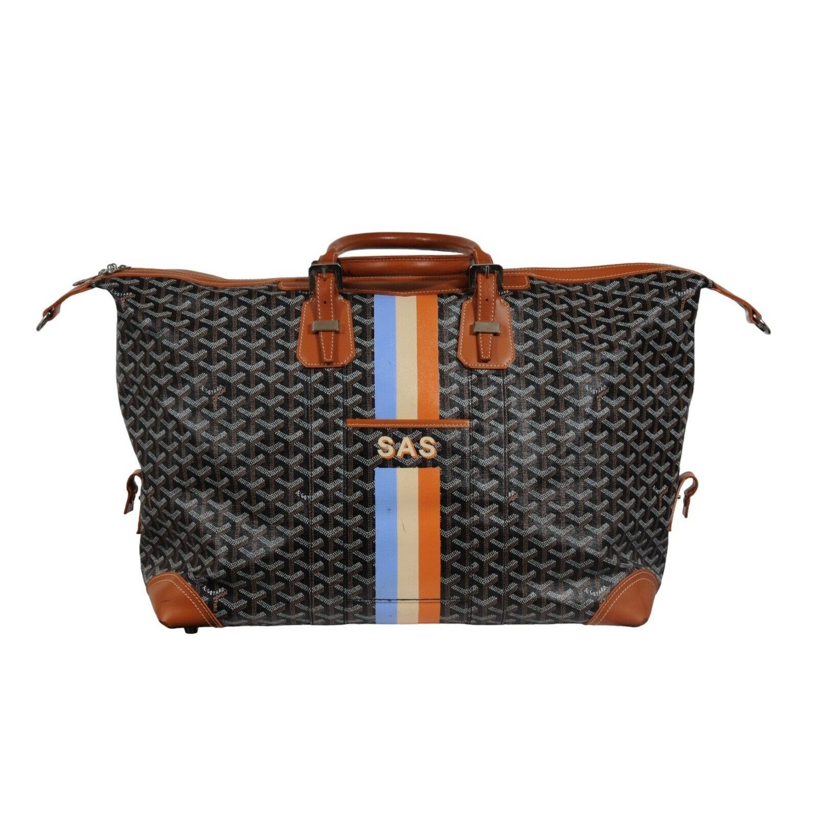 Goyard Boeing 45 Black Brown Leather Duffle Travel Carry On Size ONE SIZE - 3 Thumbnail