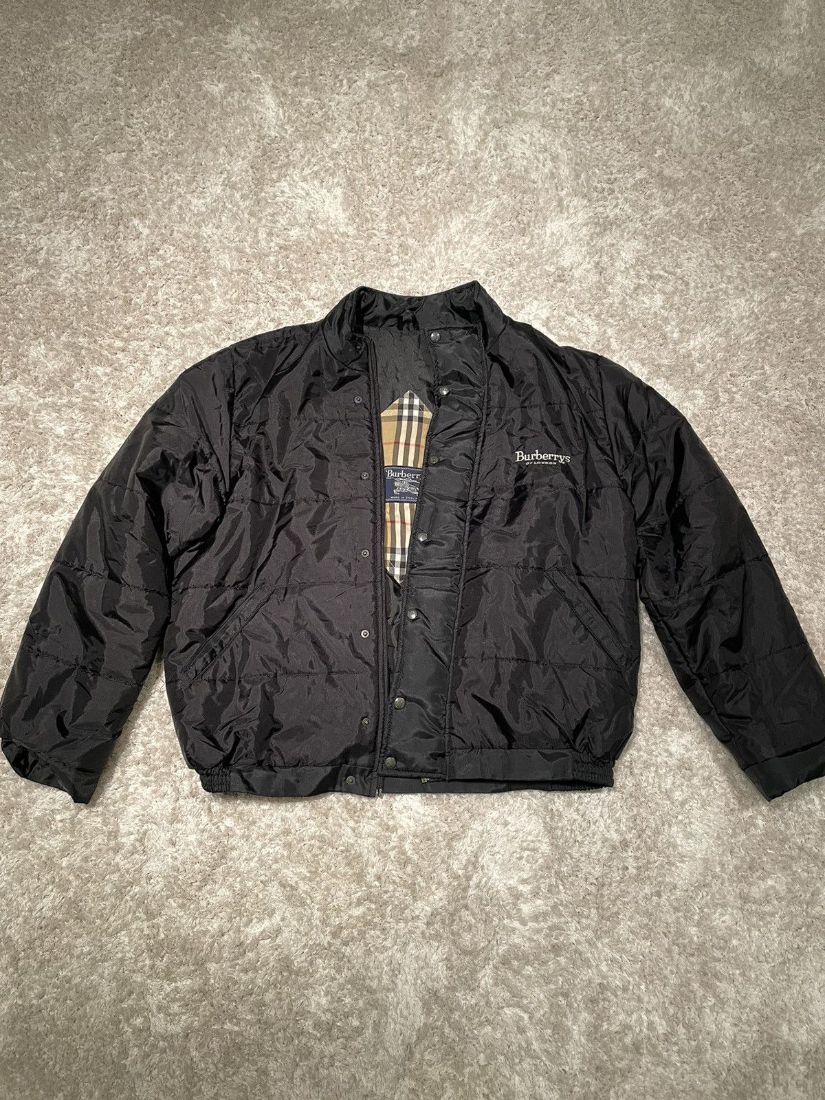 image of Burberry Prorsum Bomber Jacket Nova Check Vintage in Black, Men's (Size Large)