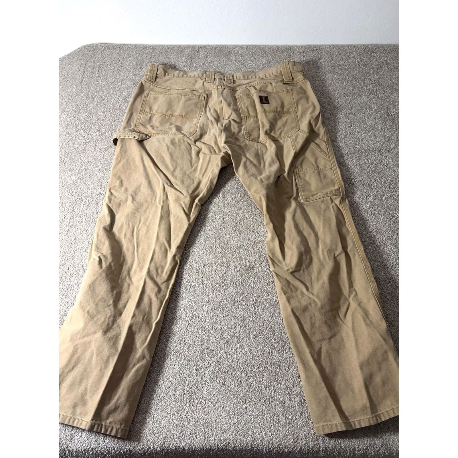 Vintage RK Brand Carpenter Pants Mens 42x32 Beige Canvas Relaxed Fit Utility Workwear Pants Size US 42 / EU 58 - 7 Thumbnail