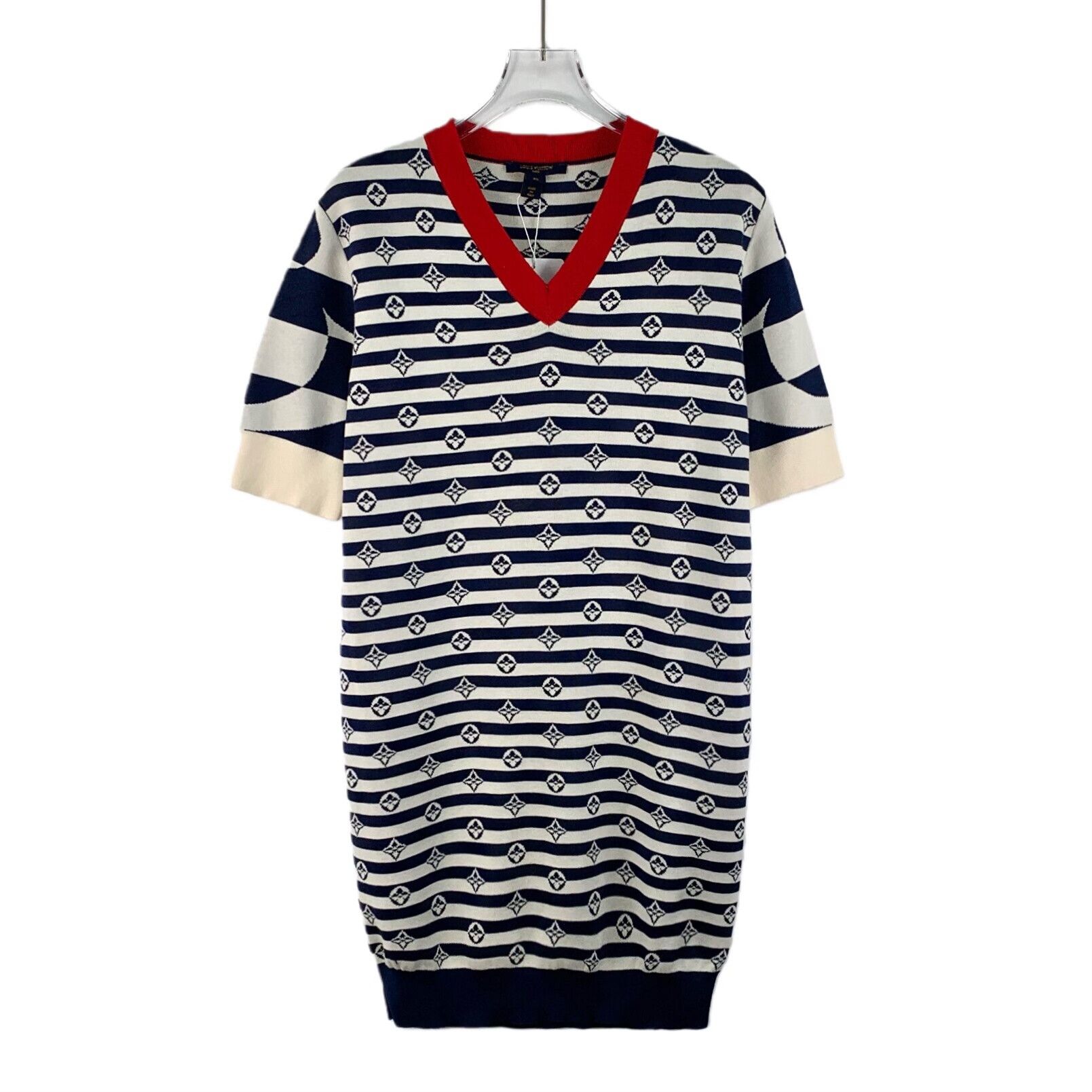 Louis Vuitton Louis Vuitton Logo Striped Silk V-Neck Dress Size XS / US 0-2 / IT 36-38 - 1 Thumbnail