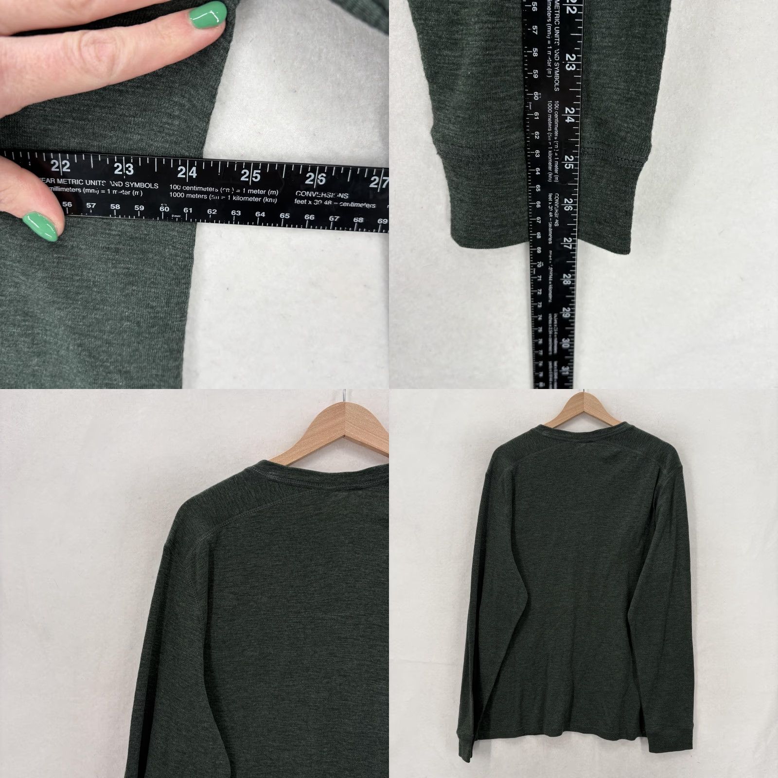 Apt. 9 APT.9 Henley Shirt Mens XL Green Long Sleeve Lightweight Tagless Slub Top Casual Size US XL / EU 56 / 4 - 8 Thumbnail