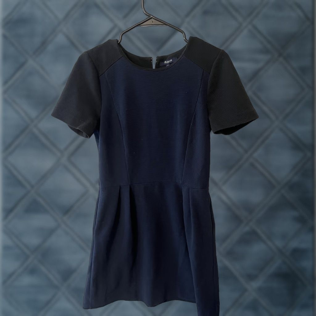 Madewell VINTAGE Madewell Blue Black Ponte Gallerist A-Line Dress Women’s 6 Knee Length Size M / US 6-8 / IT 42-44 - 1 Thumbnail