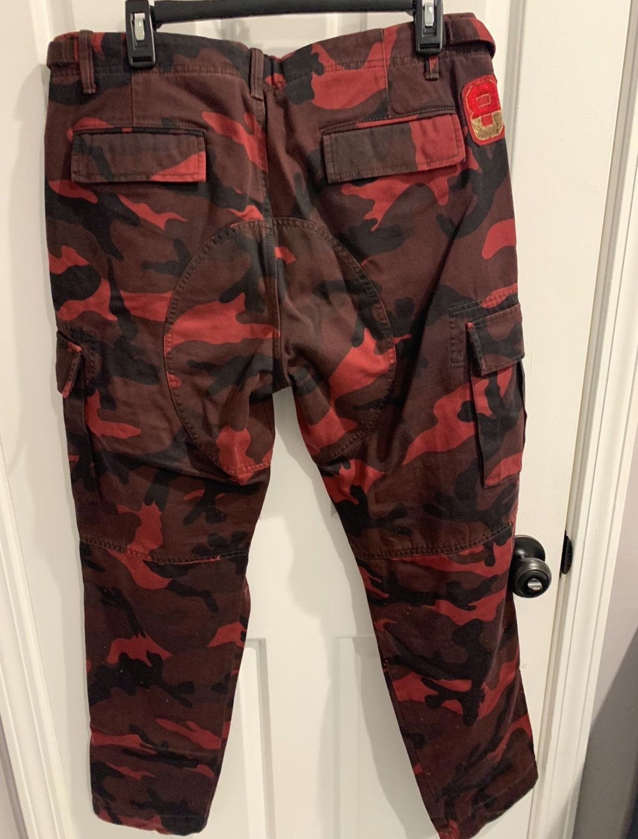 VALENTINO Red Camouflage Cargo Pants