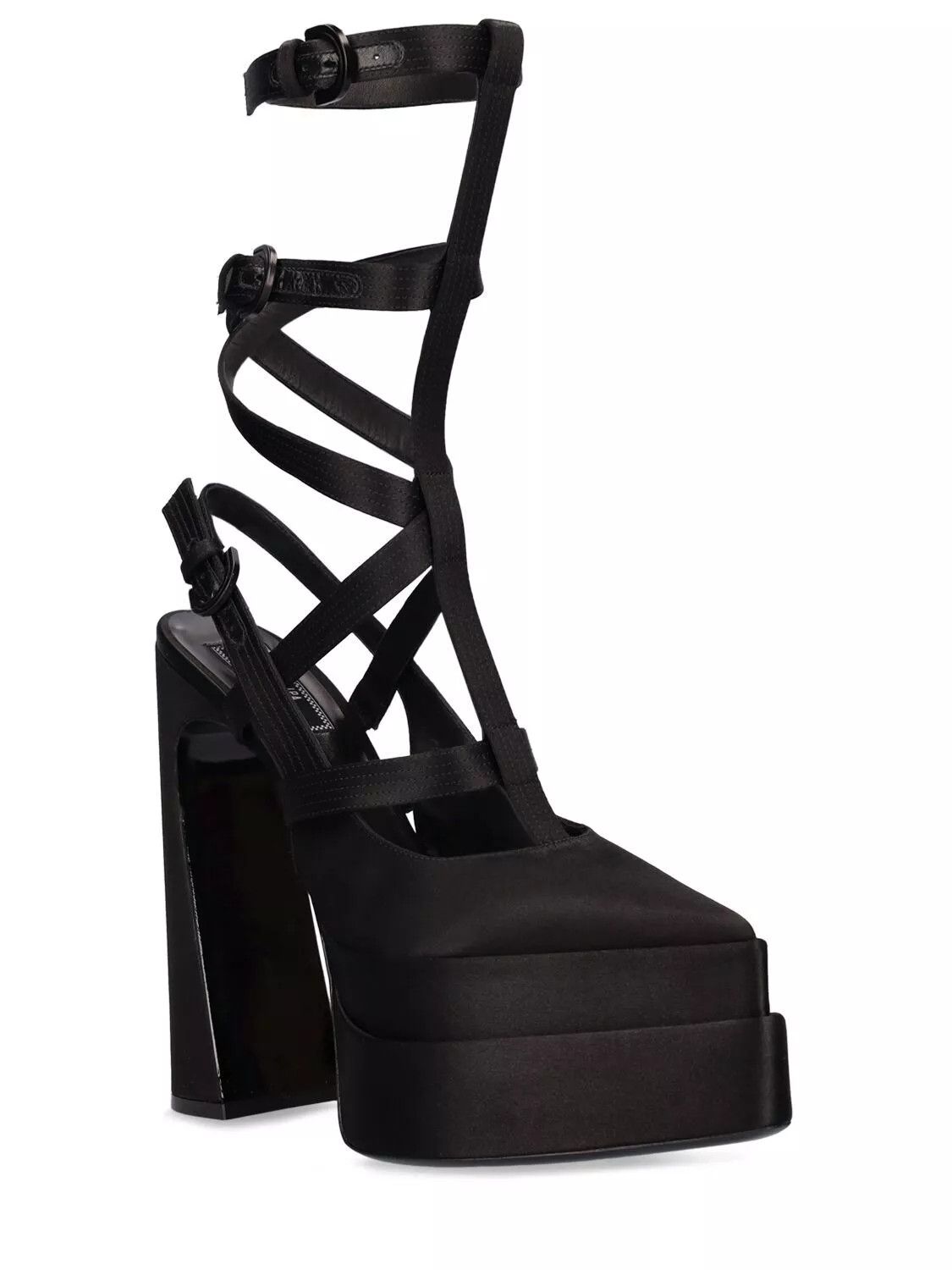 Versace VERSACE 160mm Black Satin Gladiator Pumps New Size US 10 / IT 40 - 2 Thumbnail
