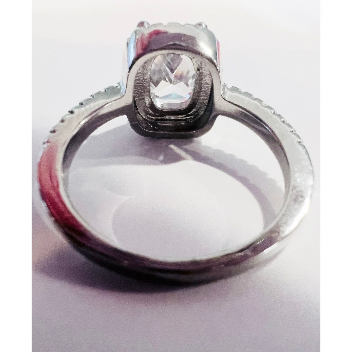 Other Cushion-Cut Moissanite CZ Halo Ring Size 8 Stainless Steel Size ONE SIZE - 7 Thumbnail