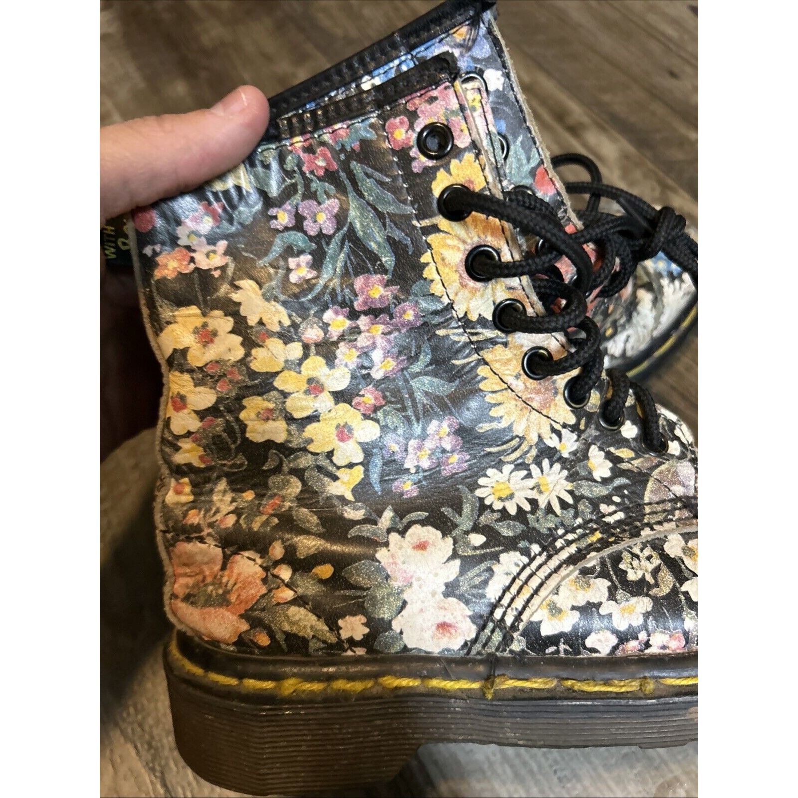 Dr. Martens RARE VTG Dr. Martens Dark Floral Lace Up Eyelet Boot Women Size US 5 / IT 35 - 7 Thumbnail