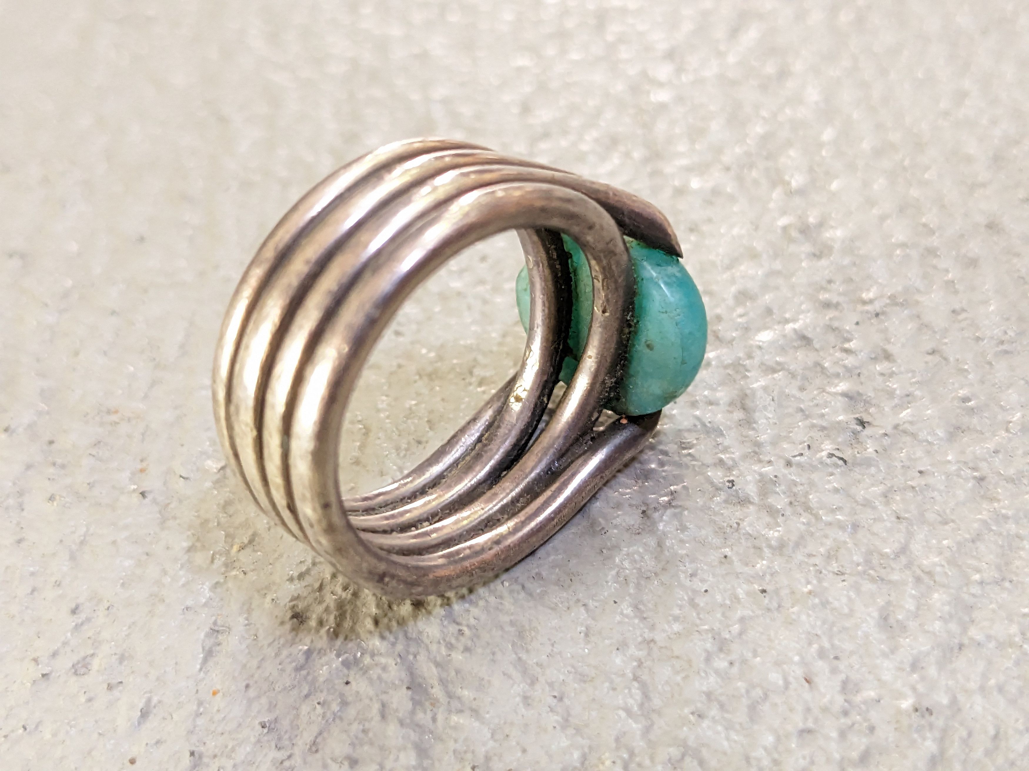 Jewelry Vintage Sterling Silver Ring 6.75 Amazonite Oval Modern Size ONE SIZE - 9 Thumbnail