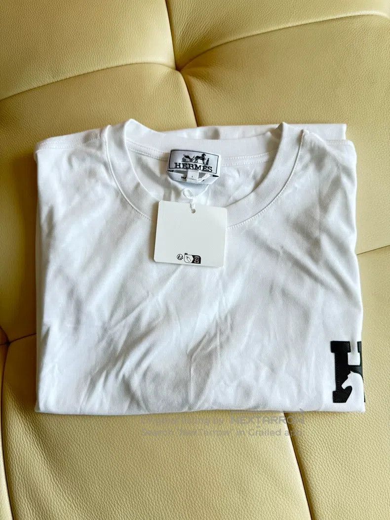 Hermes Hermes Leather detail cotton T-shirt, white, 100% cotton Size US L / EU 52-54 / 3 - 5 Thumbnail