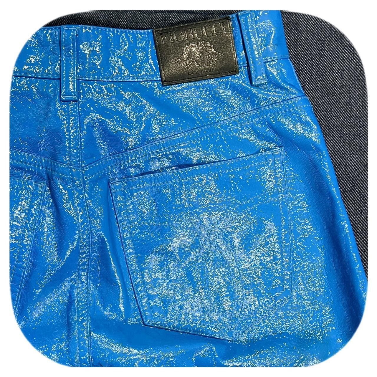 Fiorucci VTG 90s Fiorucci Yves Cobalt Blue Vinyl Pants 26” Italy Size 26" / US 2 / IT 38 - 7 Thumbnail