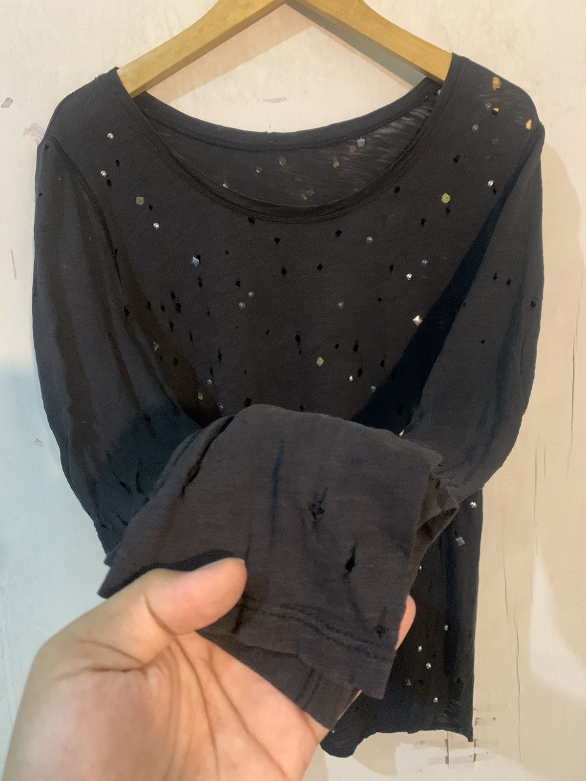 14th Addiction × Hysteric Glamour × If Six Was Nine Distressed Long Sleeve inspired Rick Owens Size US M / EU 48-50 / 2 - 3 Thumbnail