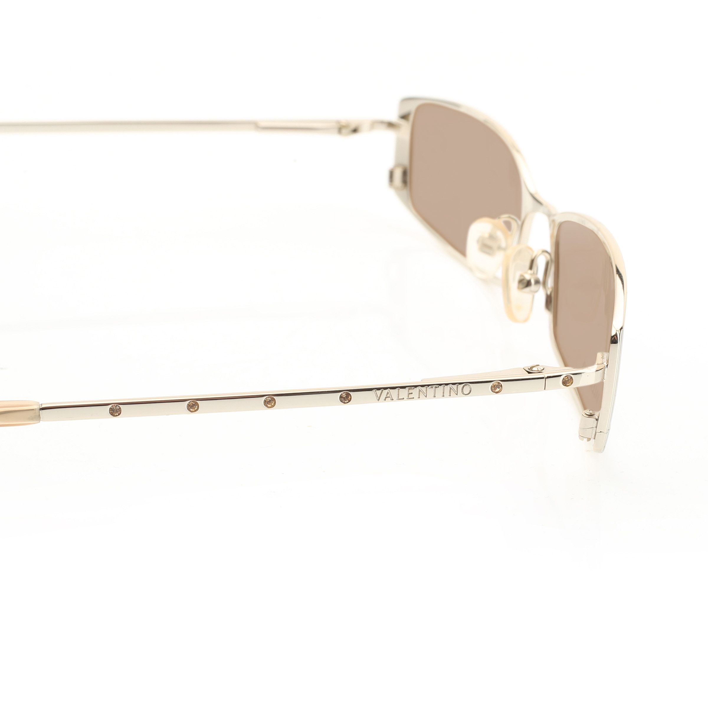 Valentino Valentino '90s White Gold Crystals Metal Sunglasses Size ONE SIZE - 2 Thumbnail