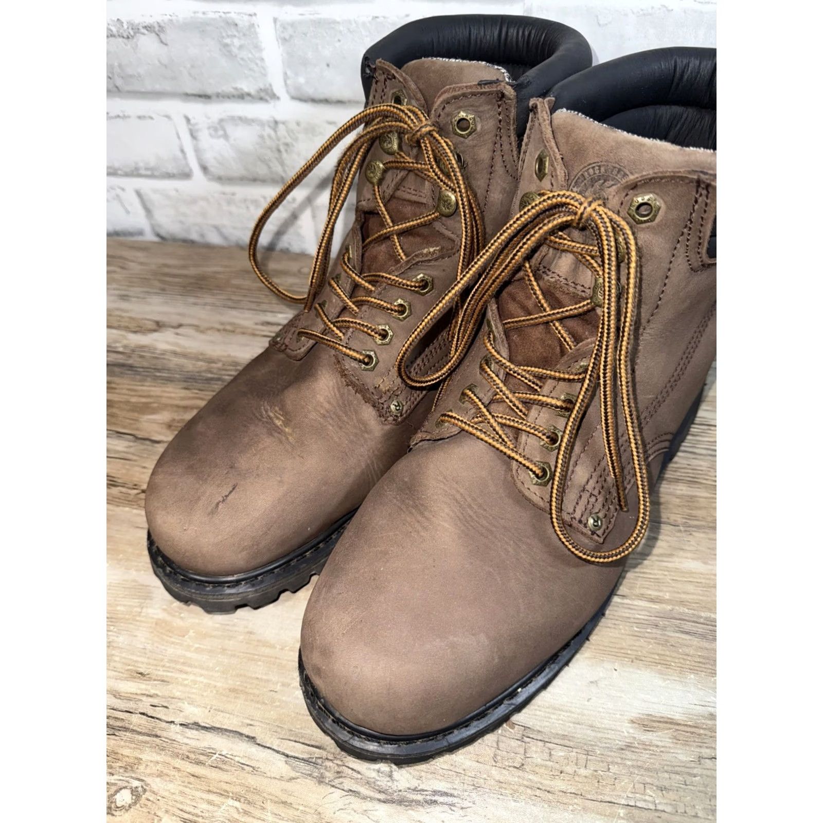 Vintage Rockrooster UNDERWOOD Leather Steel Toe Work Boots Mens 11 Brown Leather Steel Toe Work Boots Mens 11 Brown Size US 11 / EU 44 - 3 Thumbnail