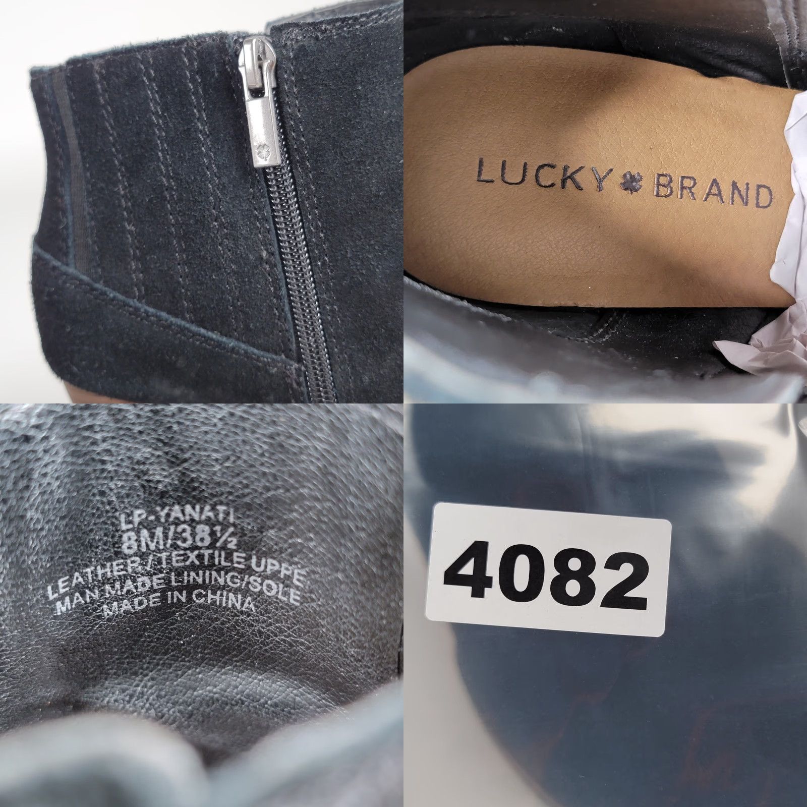 Lucky Brand Lucky Brand Boots Women 8M Yakeena Wedge Ankle Bootie Black Suede Side Zip Bootie Women Size 8M Size US 8 / IT 38 - 9 Thumbnail