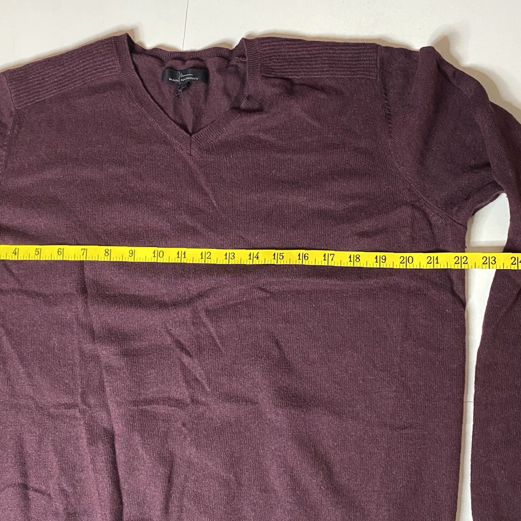 Vintage Marc Anthony Sweater Mens Large Maroon V-Neck Knit Pullover Cashmere Blend Size US L / EU 52-54 / 3 - 5 Thumbnail