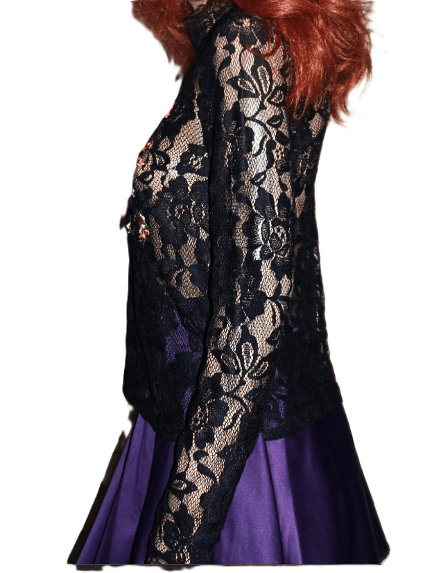Other Miss Lili Black Lace Sheer Floral Blouse M Size M / US 6-8 / IT 42-44 - 4 Thumbnail