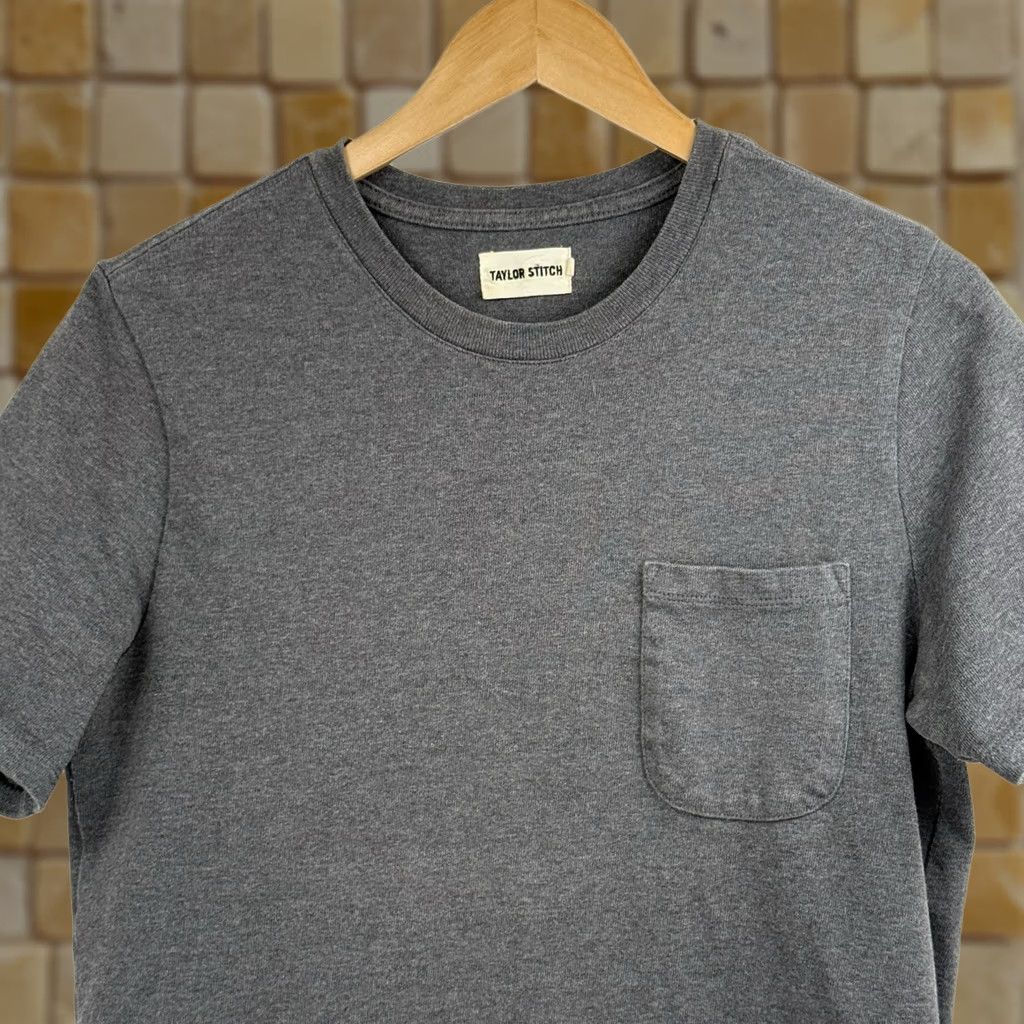 Taylor Stitch Taylor Stitch Mens T-Shirt Pocket Gray 38 Small Heavy Bag Tee Shirt Crew Neck Short Sleeve Cotton Knit Regular Cotton Blend Men 70s? Size US M / EU 48-50 / 2 - 1 Thumbnail
