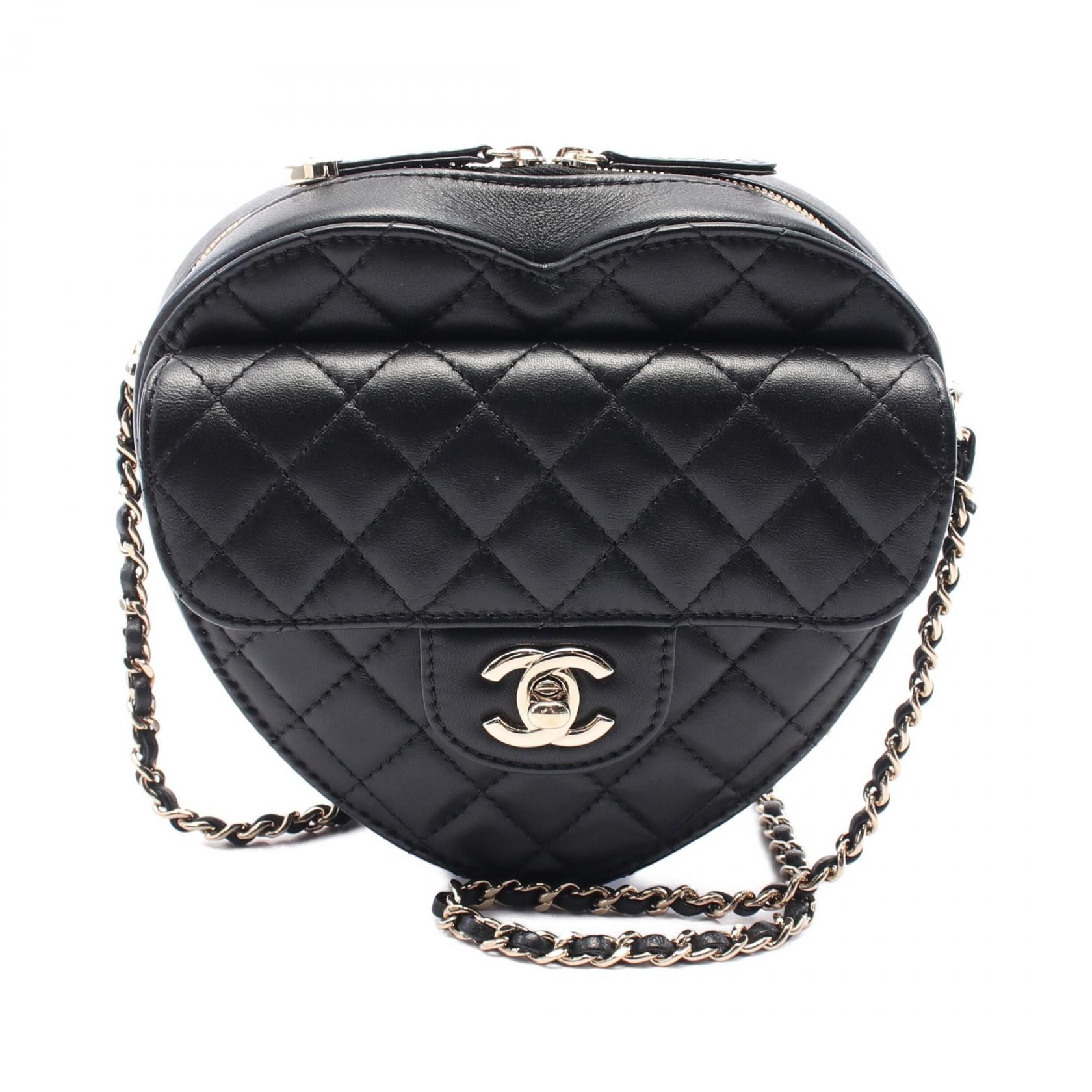 Chanel Chanel Matelasse Heart Lambskin Shoulder Bag Leather Shoulder Bag As3191 in Black, Women's