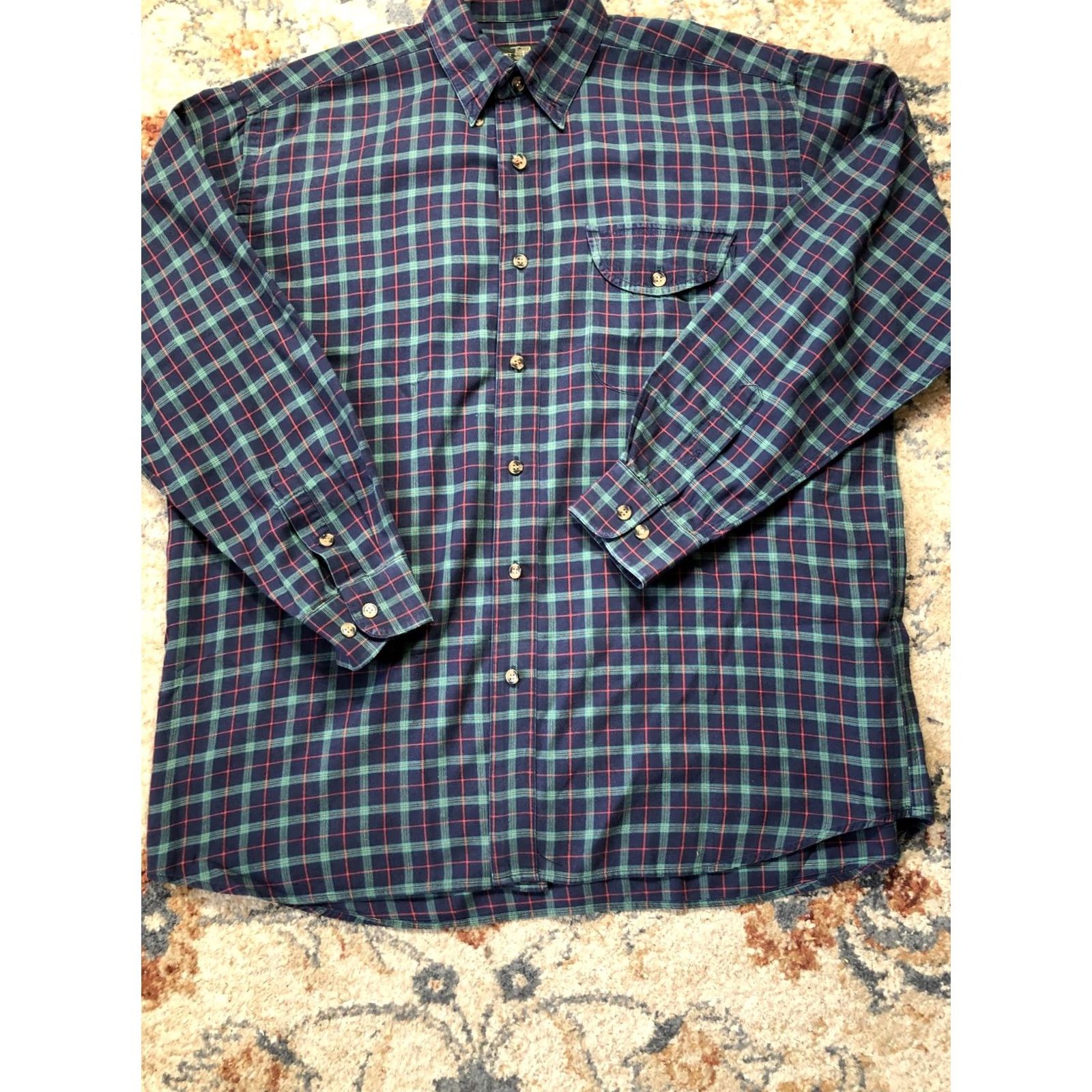Orvis VINTAGE Orvis Shirt Plaid Flannel Button-Down Long Sleeve Mens Large Blue Green, Cotton Wool, Pocket, 1856, Casual Size US L / EU 52-54 / 3 - 5 Thumbnail