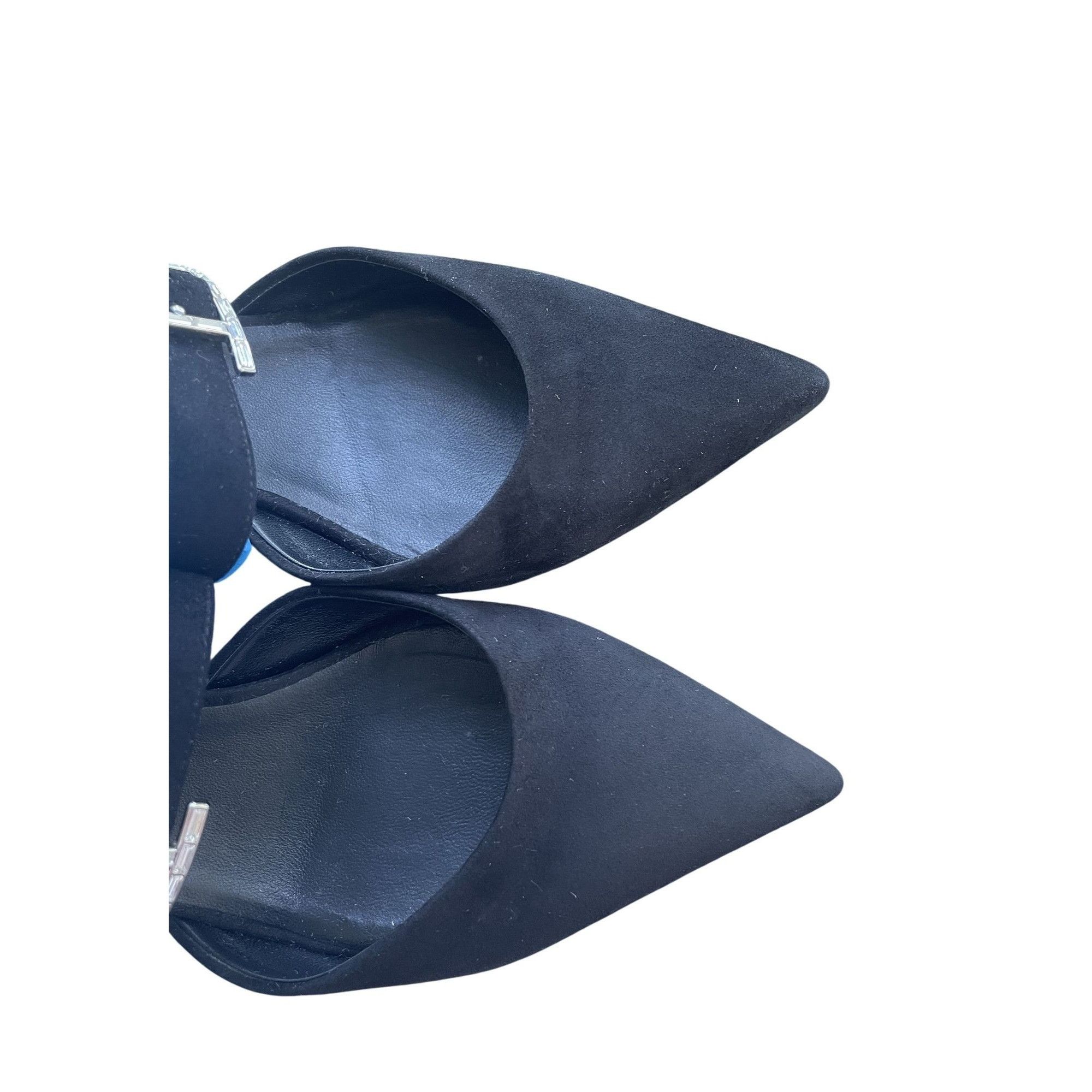 Hermes Hermès Black Suede Pointed-Toe Mules With Adjustable Crystal Size US 7.5 / IT 37.5 - 5 Thumbnail