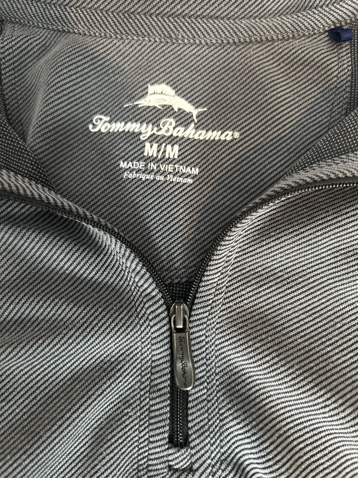 Tommy Bahama Tommy Bahama Men’s Quarter-Zip Pullover Gray Herringbon 0008 Size US M / EU 48-50 / 2 - 5 Thumbnail