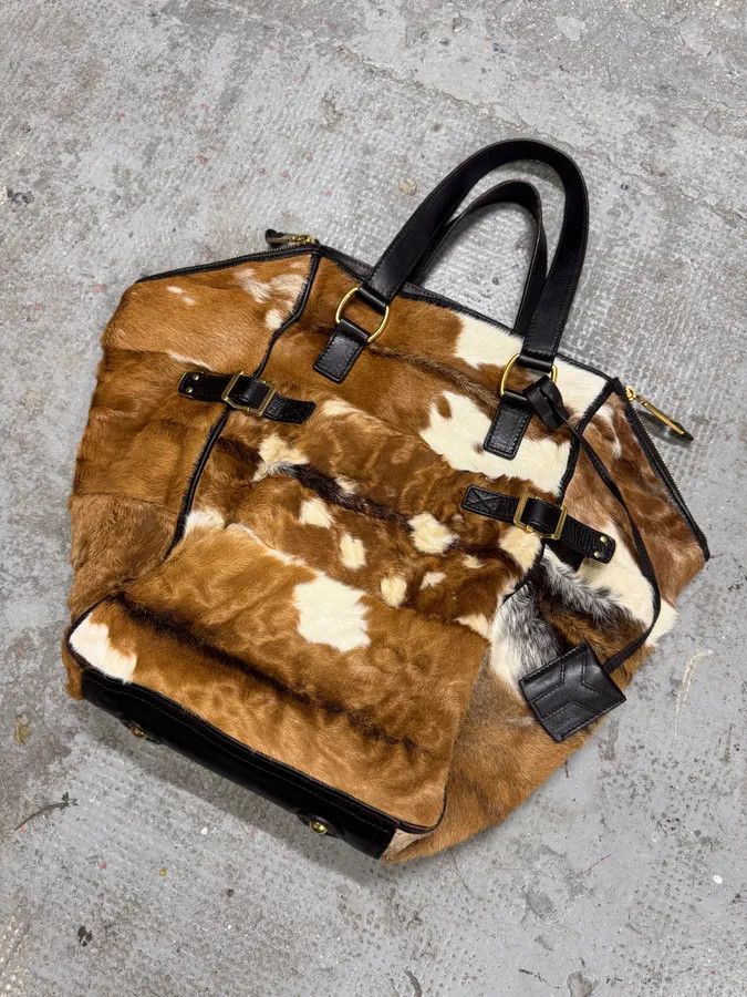 Yves Saint Laurent 2000s Yves Saint Laurent Cowhide Fur Leather Handle Bag Size ONE SIZE - 7 Thumbnail