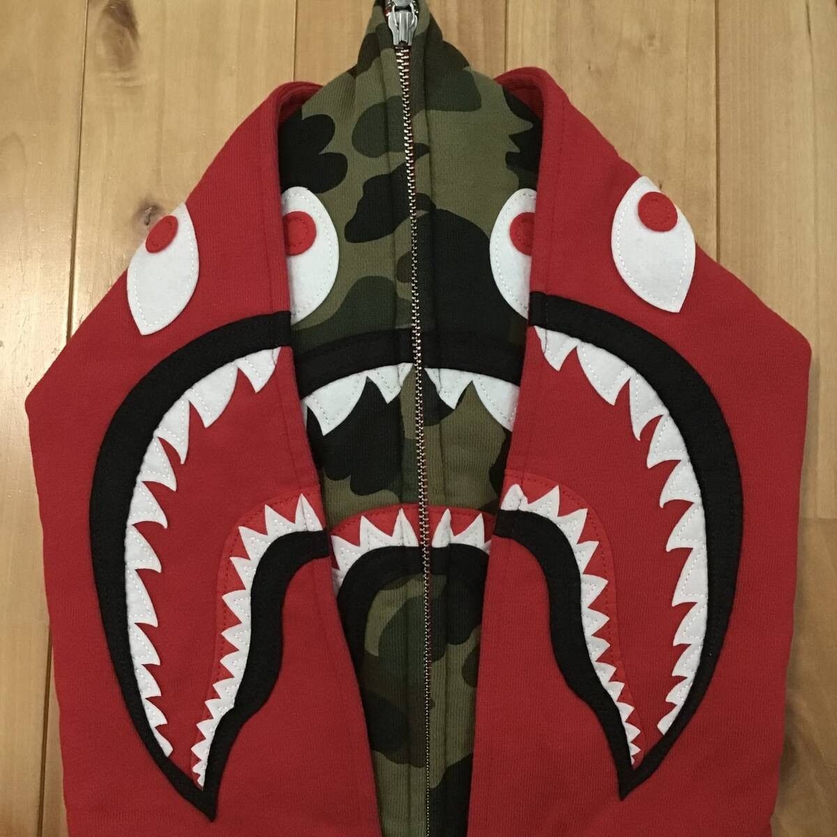 Bape A Bathing Ape Double Shark Full Zip Hoodie Red Size M Size US M / EU 48-50 / 2 - 3 Thumbnail