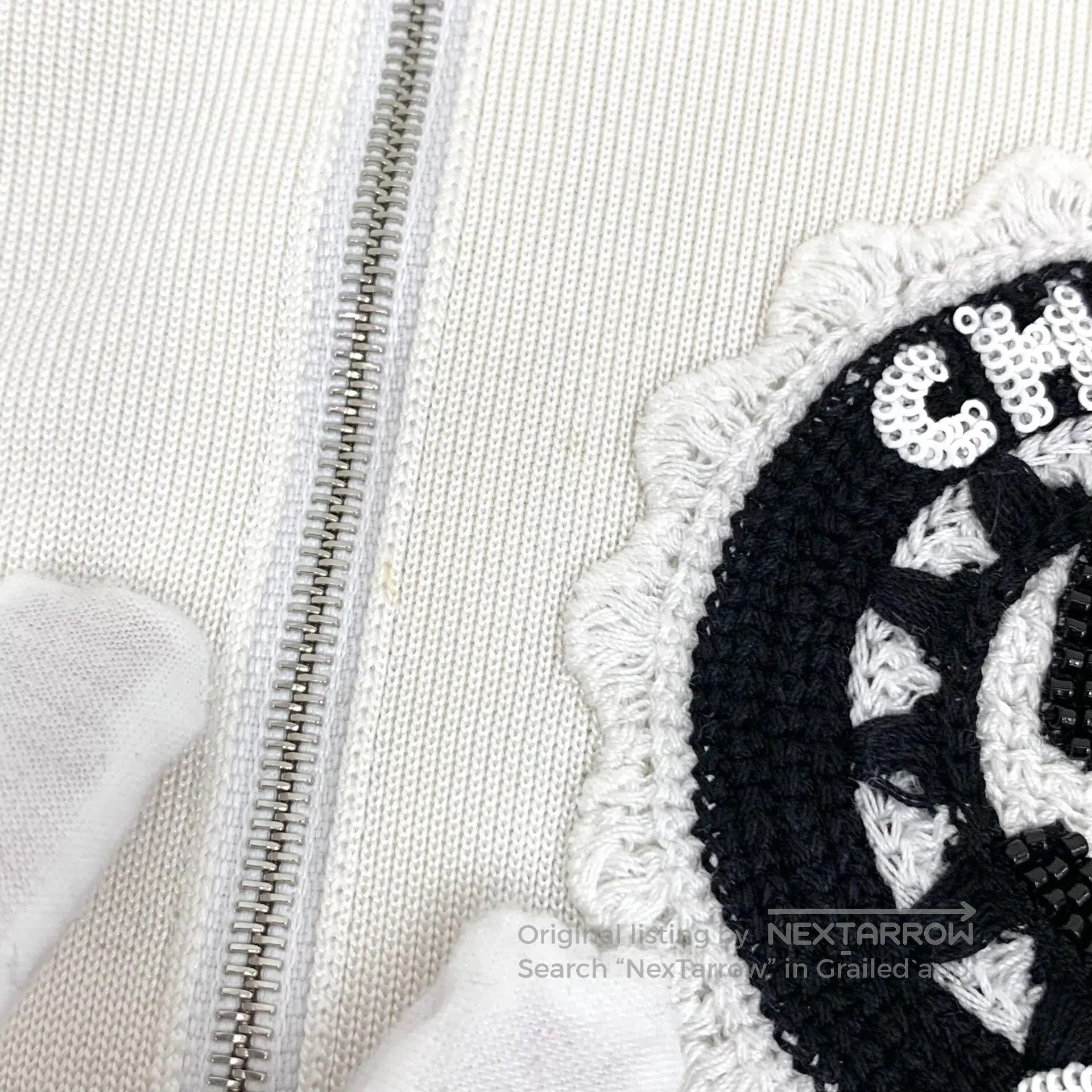Chanel Chanel White Logo Crystal Embroidered Stand Collar Zip Lon Size XS / US 0-2 / IT 36-38 - 9 Thumbnail