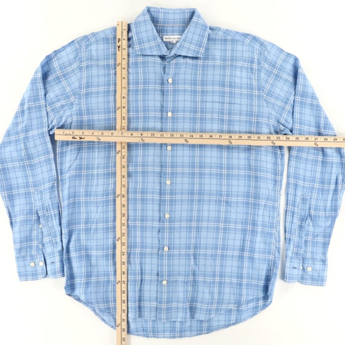 Peter Millar Peter Millar Yates Summer Soft Cotton Plaid Long Sleeve Button Up Shirt Blue Men's L Size US L / EU 52-54 / 3 - 3 Thumbnail