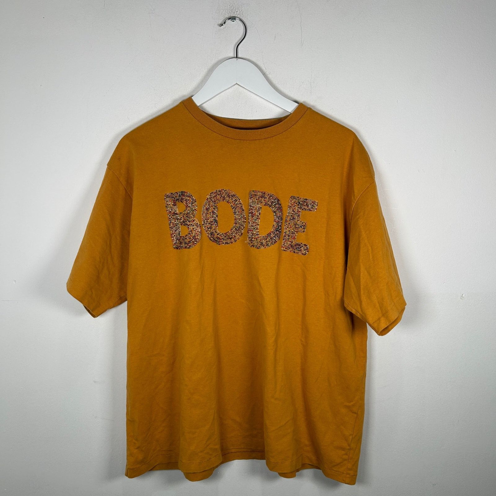 Bode Bode Sequin Spell Out Logo Yellow T-Shirt Size XL Size US XL / EU 56 / 4 - 1 Thumbnail