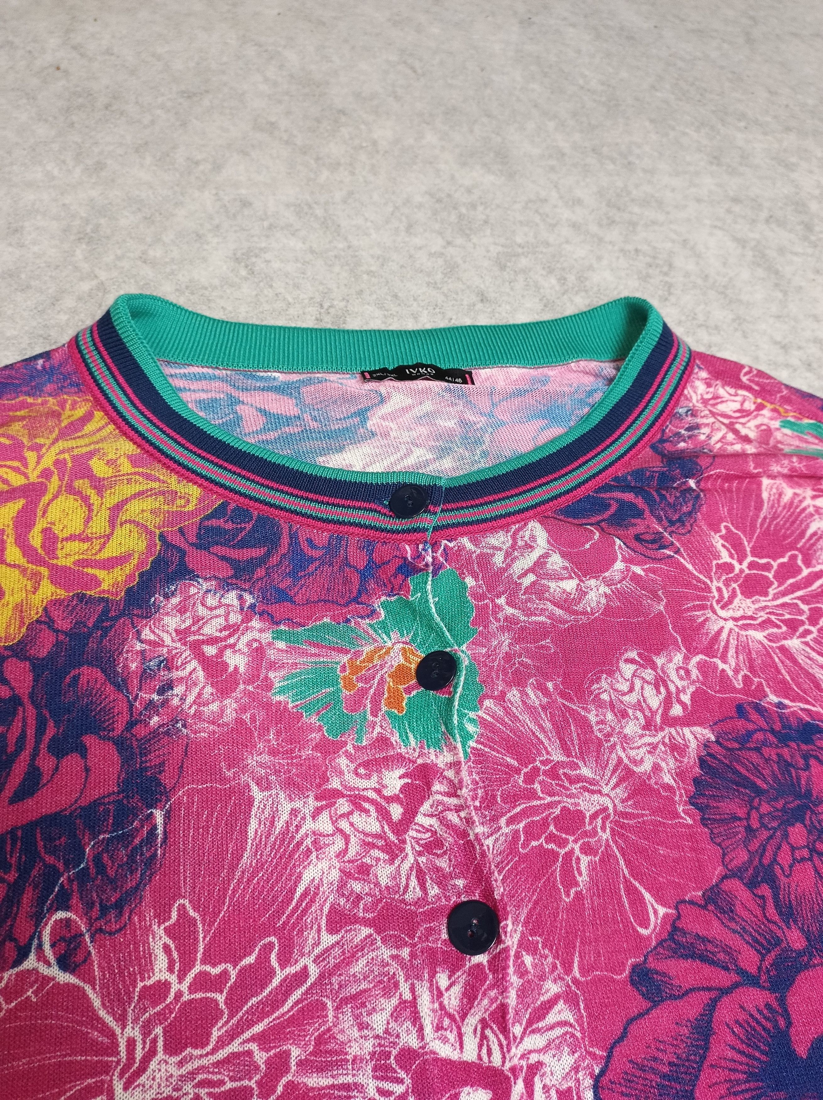 Japanese Brand IVKO Printed Cardigan Jungle Motif Pink Size XXL/3XL Size XXL / US 16-18 / IT 52-54 - 8 Thumbnail