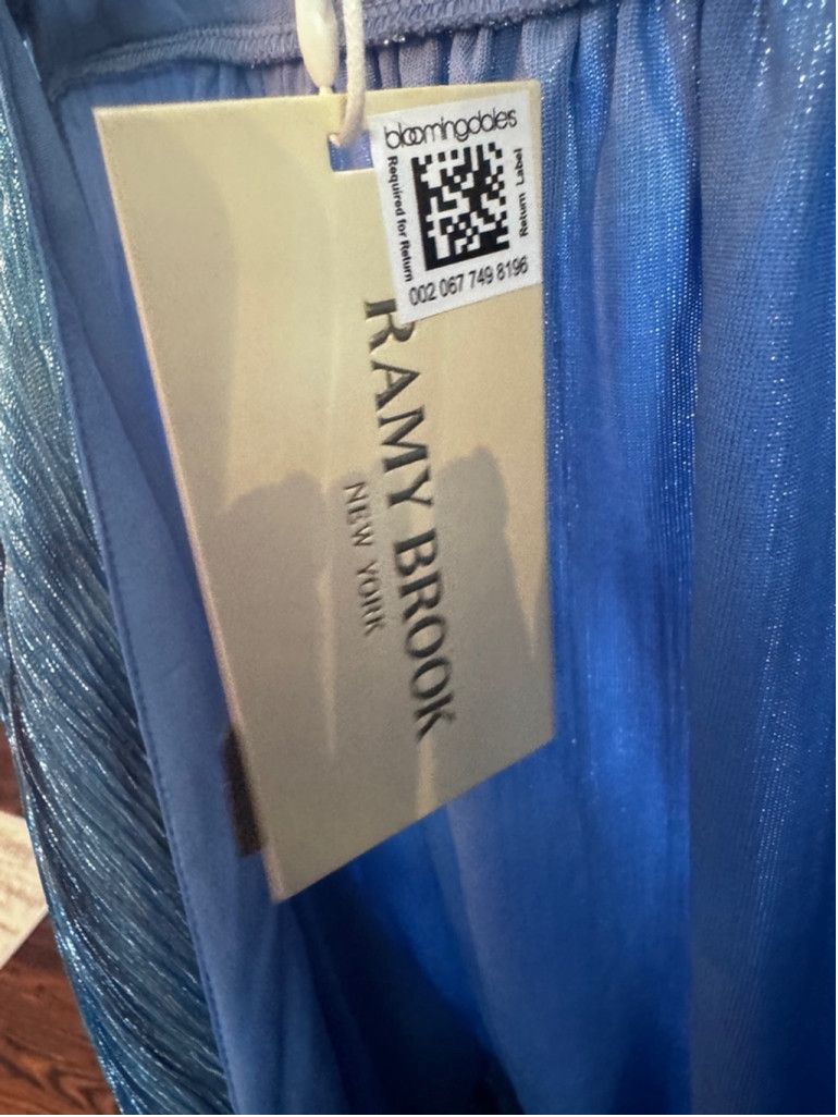 Ramy Brook Ramy Brook Metallic Blue Wrap Blouse w/ Tie Waist -Small NWT Size S / US 4 / IT 40 - 6 Thumbnail