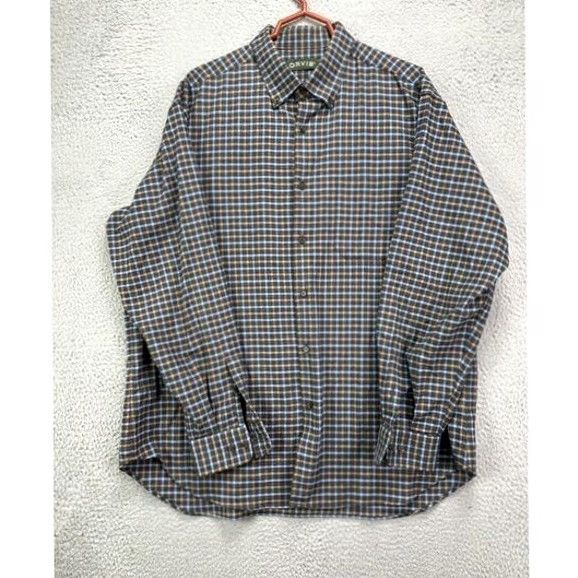 Orvis VINTAGE Orvis Shirt Mens XL Blue Multi Tattersall Check Flannel Button-Down Pocket Size US XL / EU 56 / 4 - 3 Thumbnail