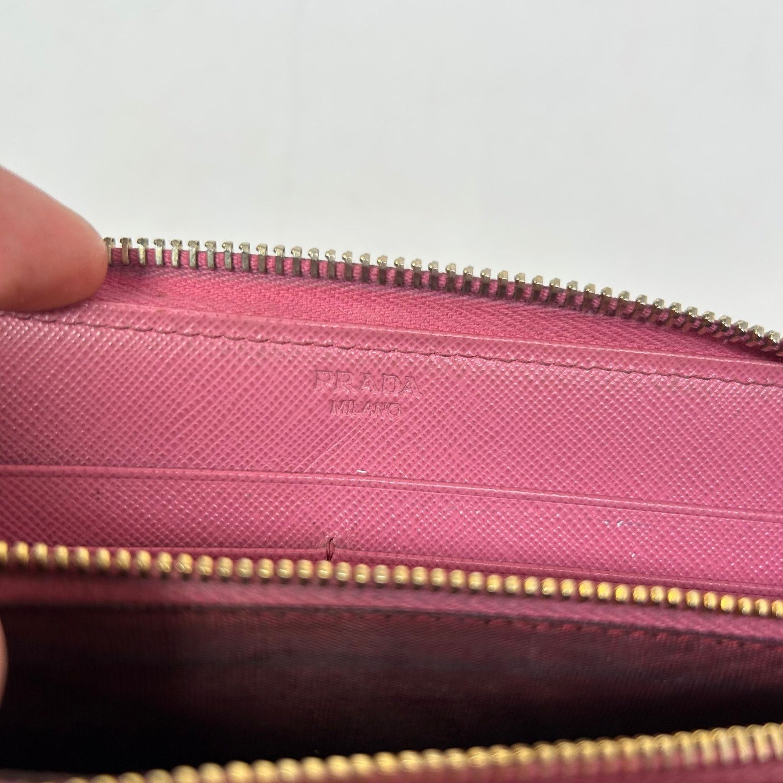 Prada Prada Pink Saffiano Zip-Around Wallet Size ONE SIZE - 3 Thumbnail