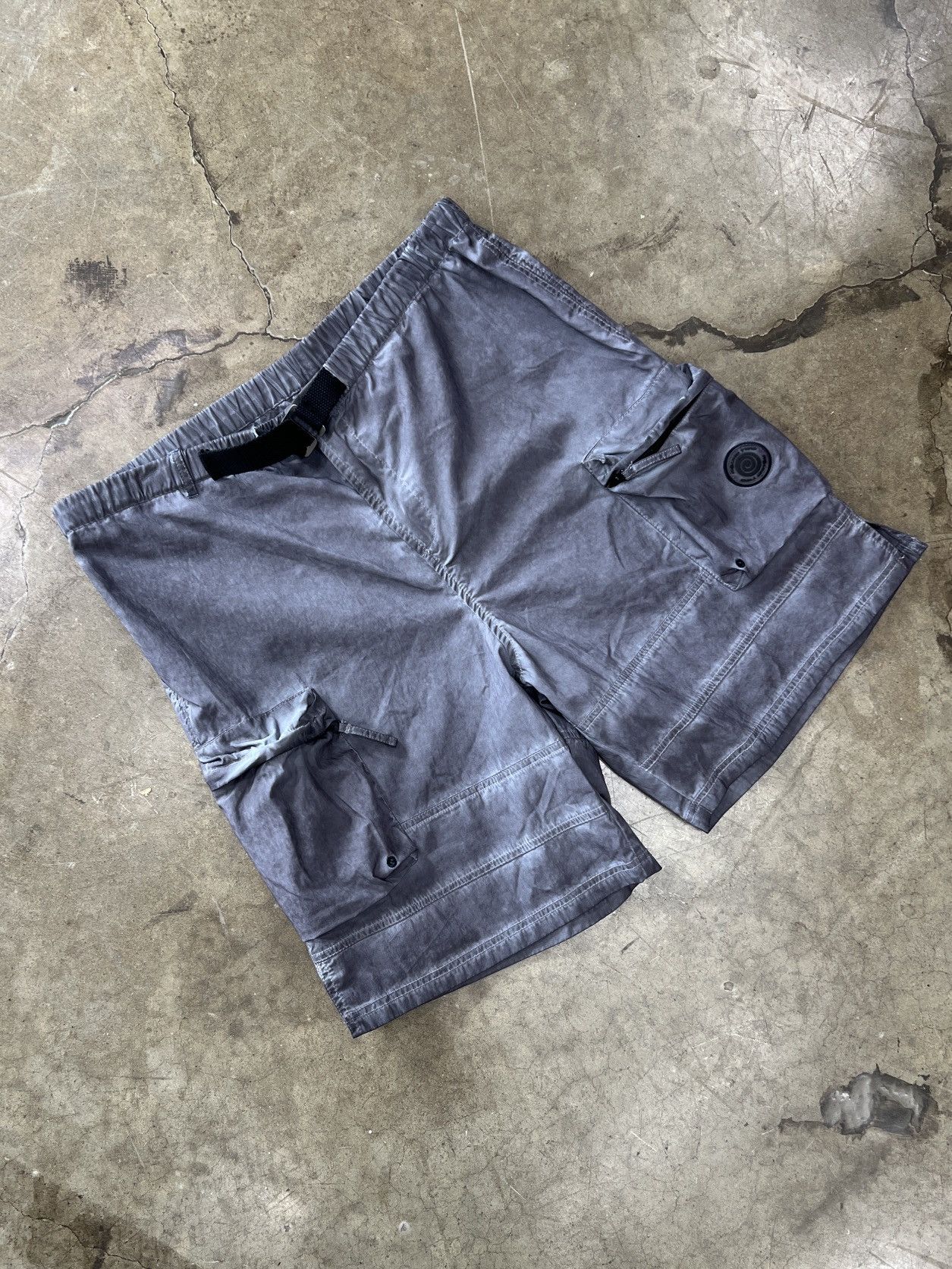 Round Two Overdyed Charcoal Cargo Shorts Medium