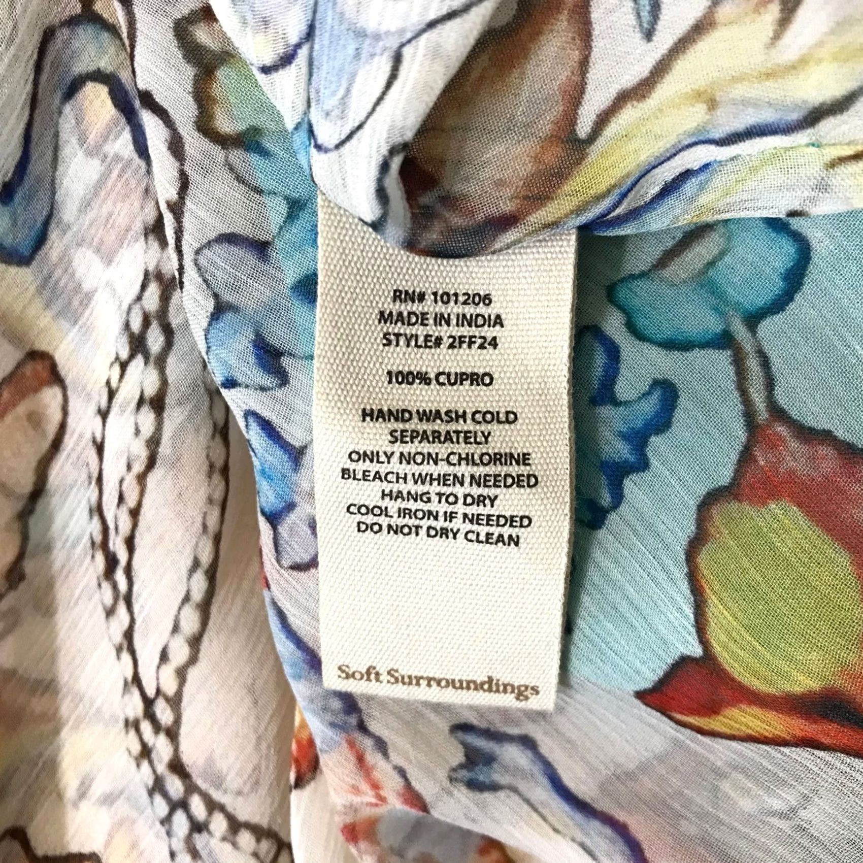 Soft Surroundings Soft Surroundings Kimono Wrap Shirt Womens S Teal Floral Bird Print Cupro Beaded Lightweight Bohemian Size S / US 4 / IT 40 - 8 Thumbnail