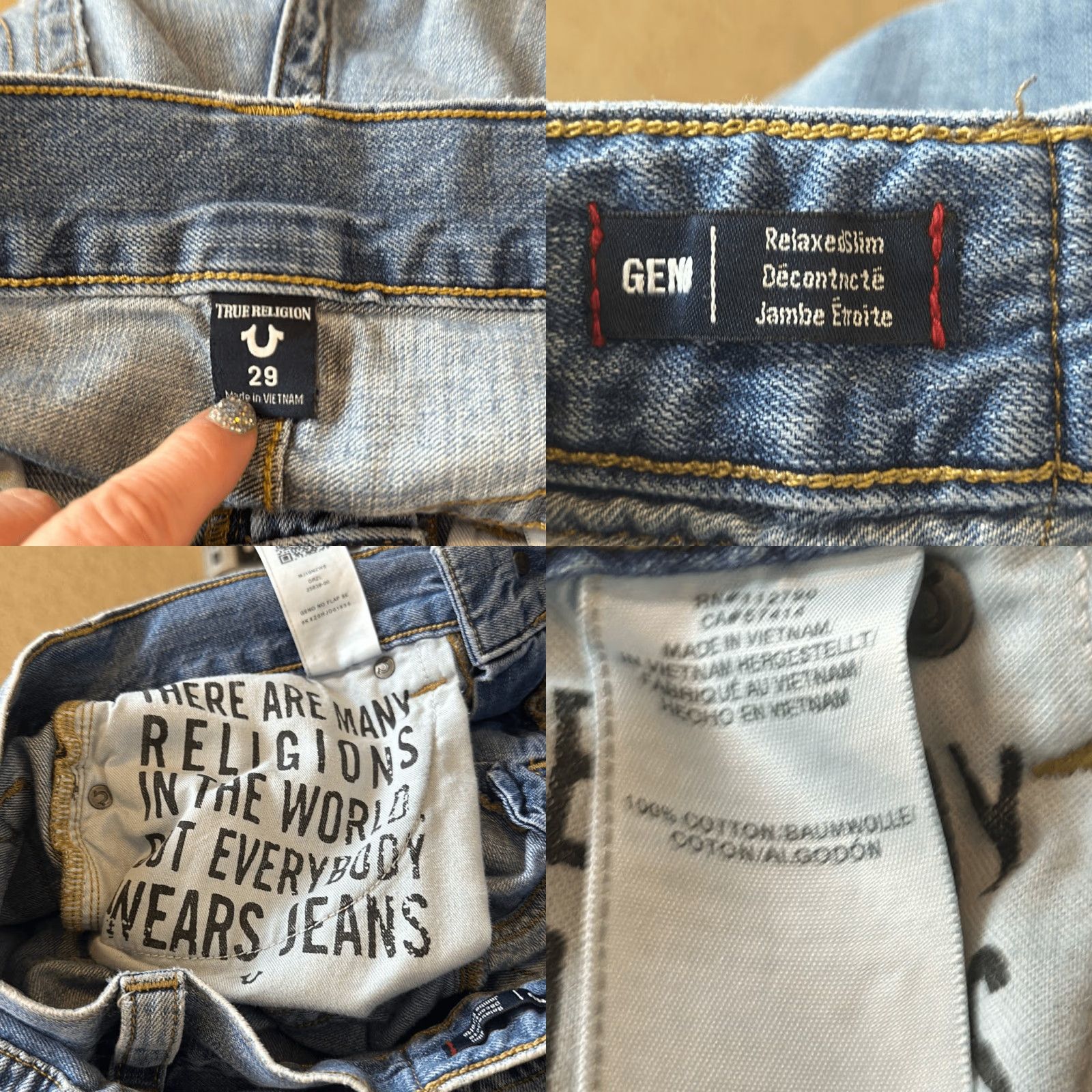 True Religion True Religion Jeans Mens Geno Relaxed Slim size 29 Light Wash Distressed Hem Size US 29 - 8 Thumbnail