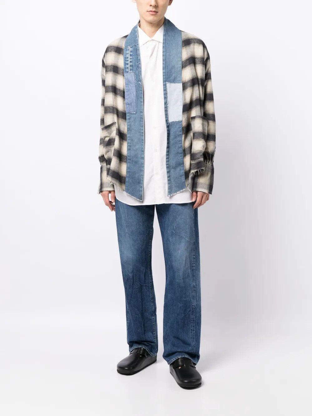 Greg Lauren $1k Greg Lauren Beige Plaid GL1 Kimono Jacket Size US XS / EU 42 / 0 - 7 Thumbnail