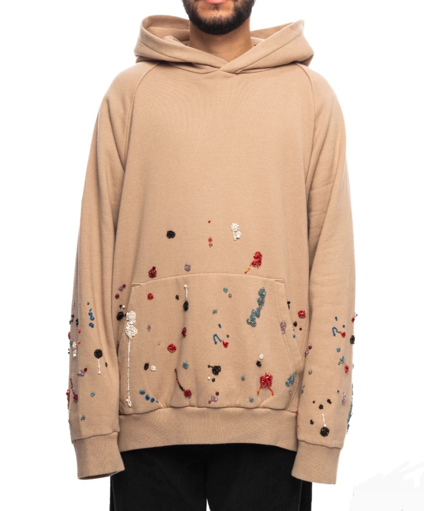 image of Undercover Bead - Embellished Hoodie in Beige, Men's (Size Large)