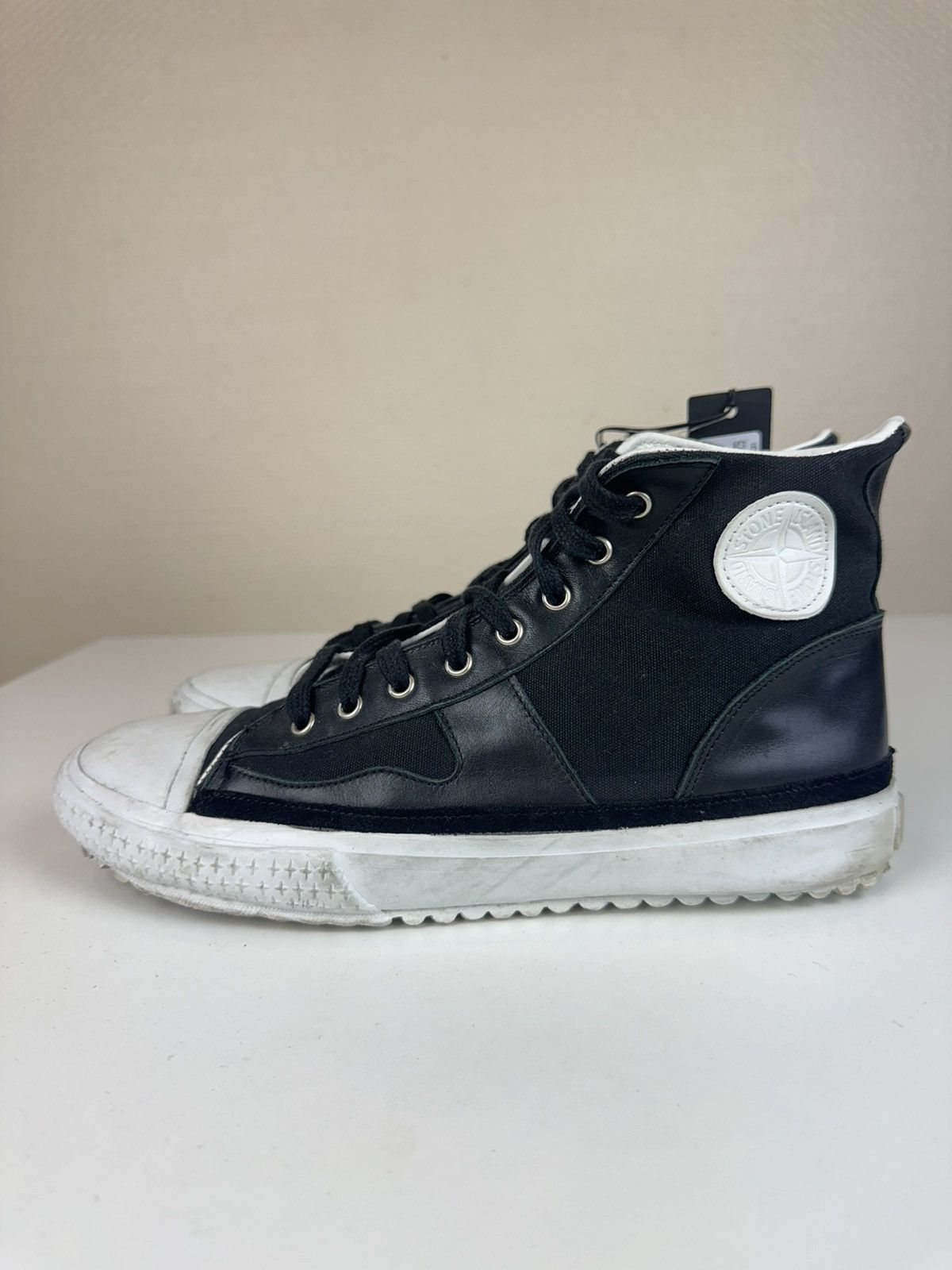 Stone Island Stone island leather tissue trainers high top sneakers 43 Size US 9.5 / EU 42-43 - 6 Thumbnail