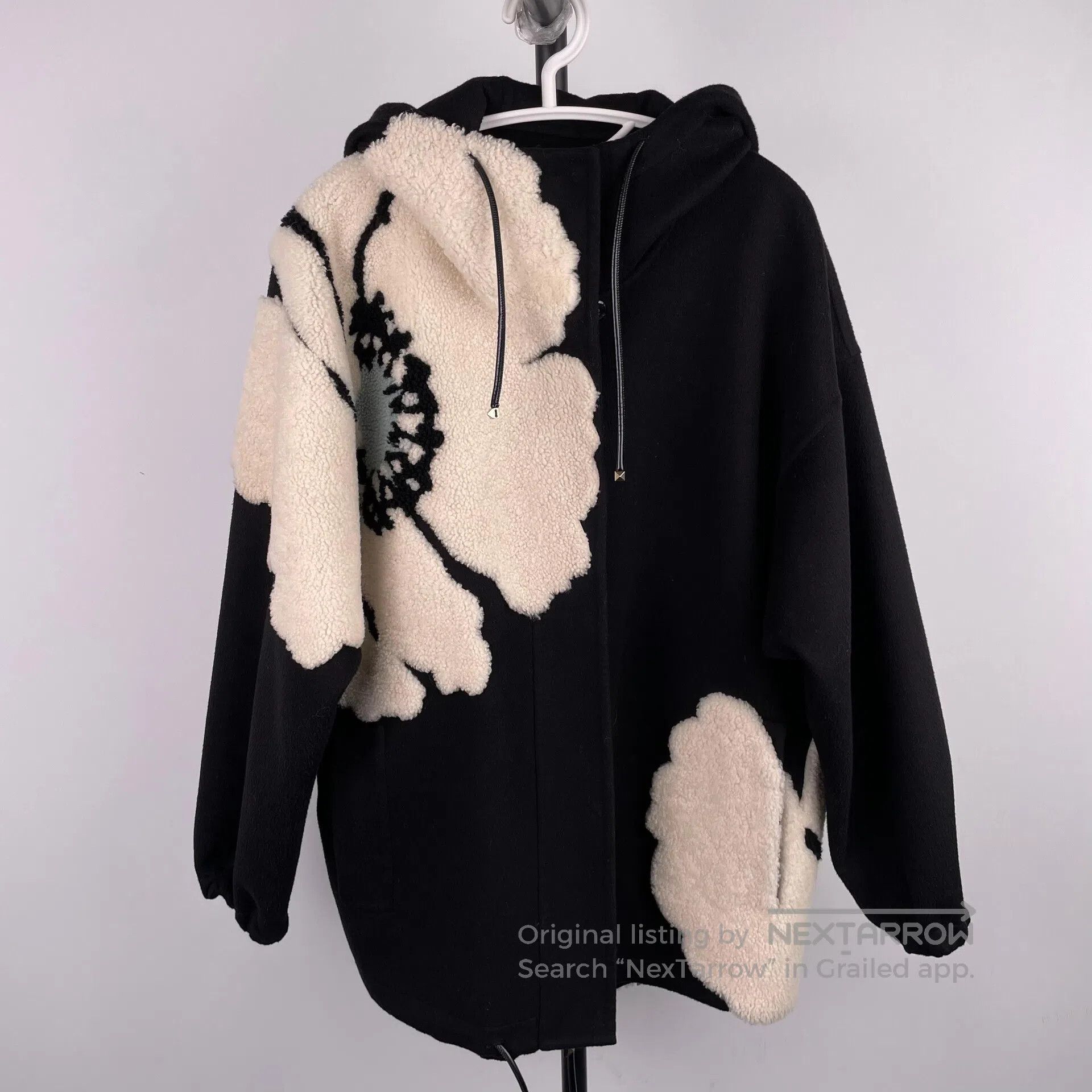 Valentino Valentino Black floral applique embroidery cotton hooded l Size XS / US 0-2 / IT 36-38 - 1 Thumbnail