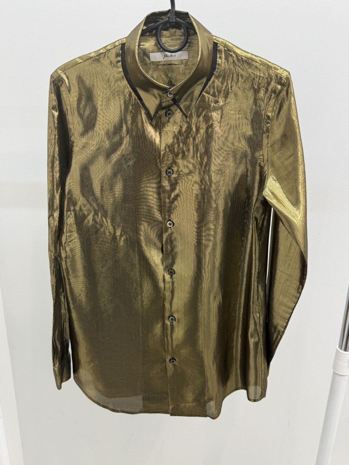 JULIEN DAVID JULIEN DAVID Gold Metal Silk Shirt Size US M / EU 48-50 / 2 - 1 Thumbnail
