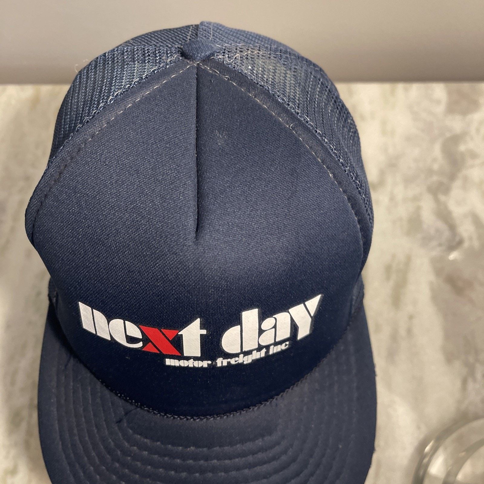 Vintage Vtg Next Day Motor Freight Hat Snap Back Blue Mesh Trucker Size ONE SIZE - 6 Thumbnail