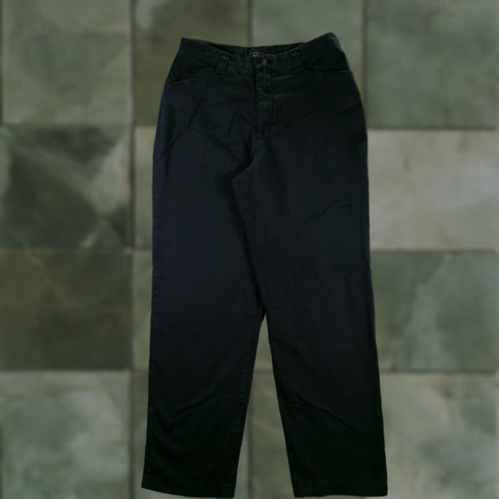 Lee Lee Pants Womens 12 Black Cotton Stretch Tapered Ankle Flat Front Casual Chino Size 34" / US 12 / IT 48 - 1 Thumbnail