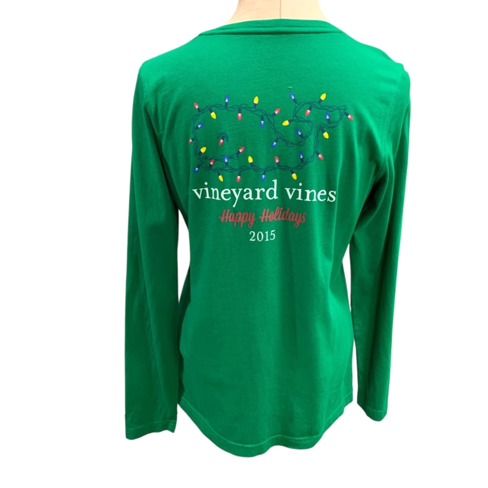 Vineyard Vines VINTAGE Vineyard Vines Womens Holiday 2015 Green Long Sleeve Tshirt M Green Womens 2015 Holiday Tshirt Size M / US 6-8 / IT 42-44 - 4 Thumbnail