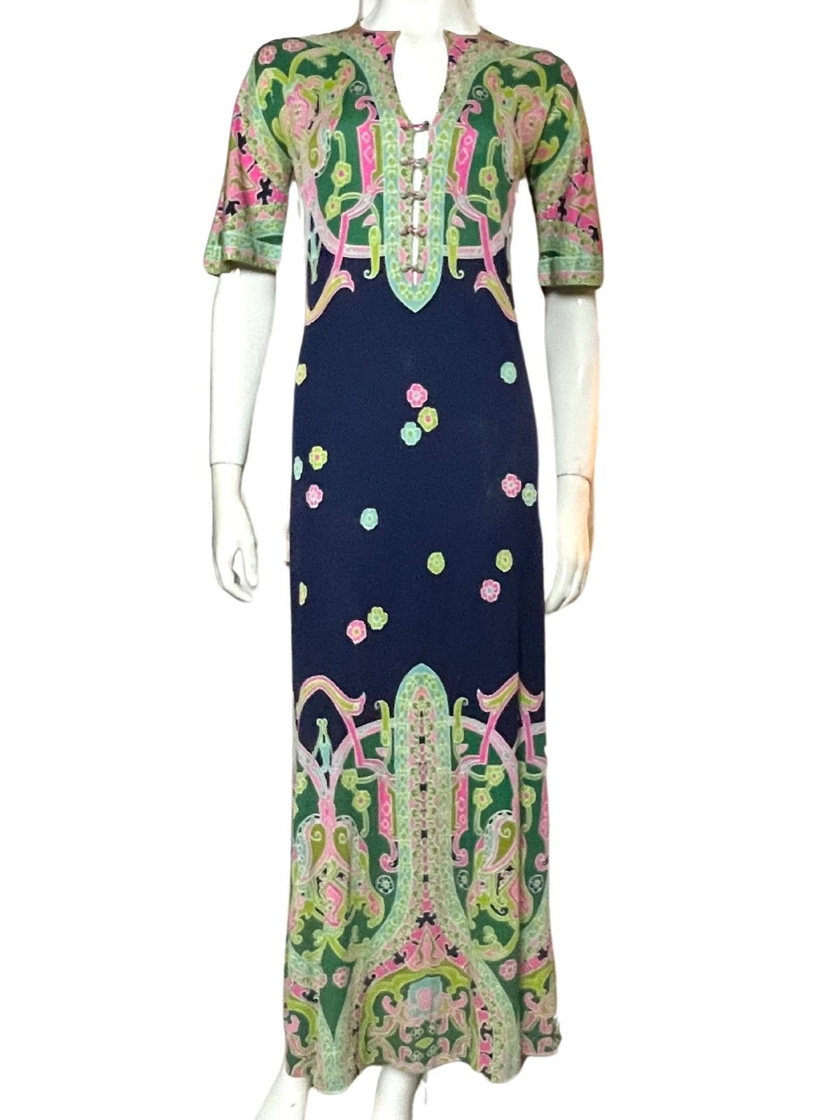 image of Vintage 1960S Silk Jersey Kaftan Maxi Dress De Parisini, Women's (Size XS)