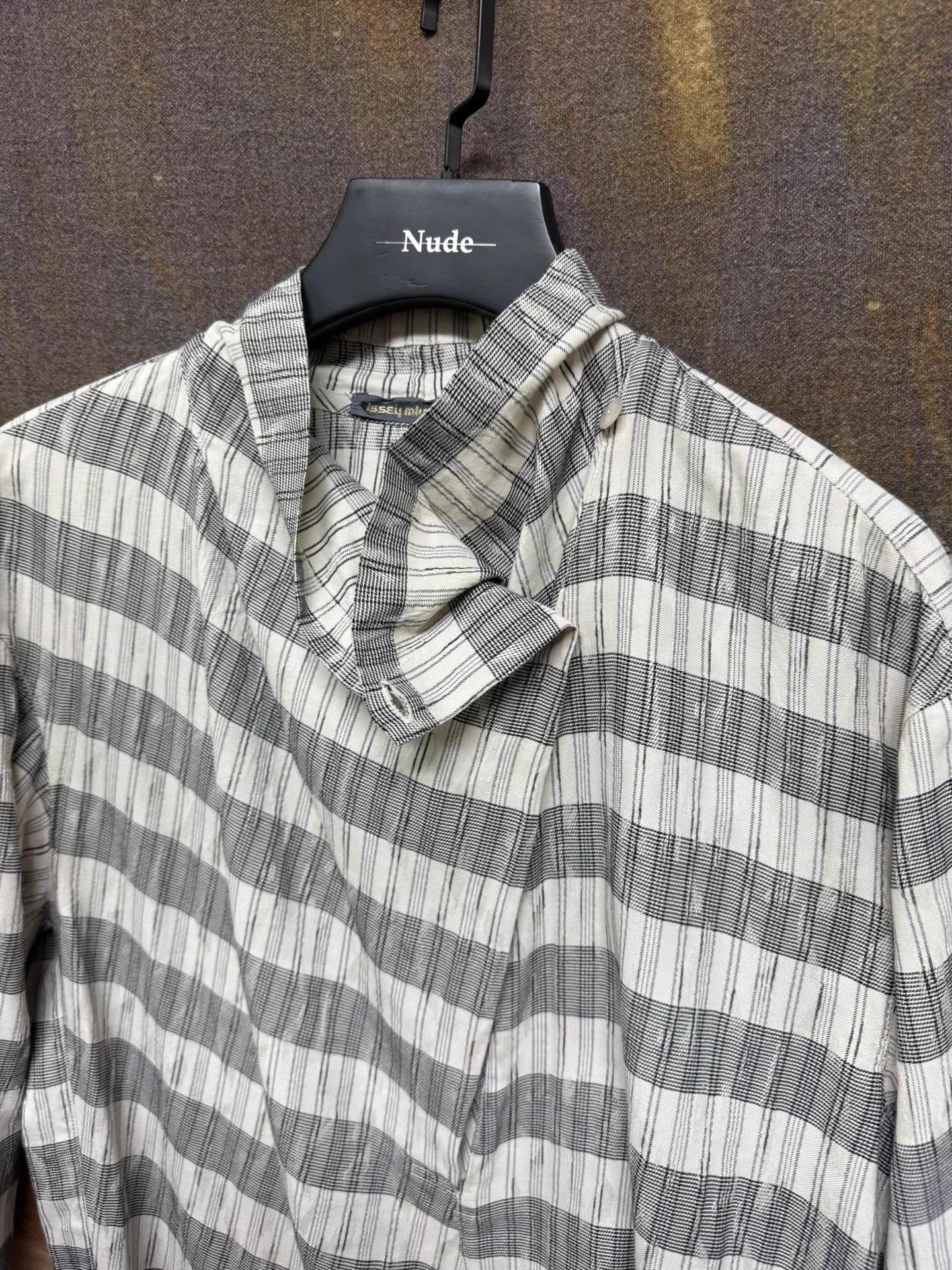 Issey Miyake Issey Miyake Vintage Stripe Scarf Collar Shirt K20 Size US M / EU 48-50 / 2 - 5 Thumbnail