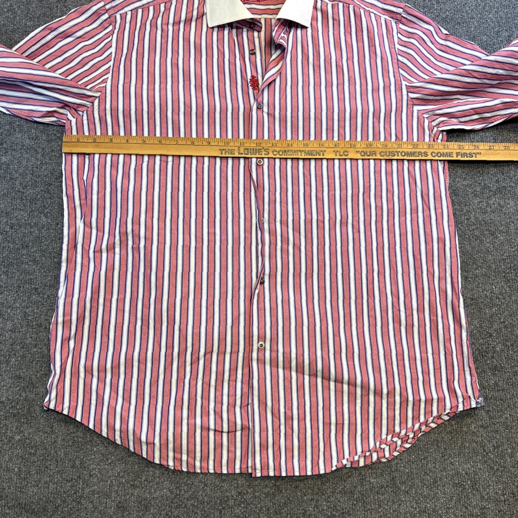 Robert Graham Robert Graham Shirt Mens 44 Pink White Striped Button-Up Collared Contrast Trim Long Sleeve Size US XXL / EU 58 / 5 - 7 Thumbnail