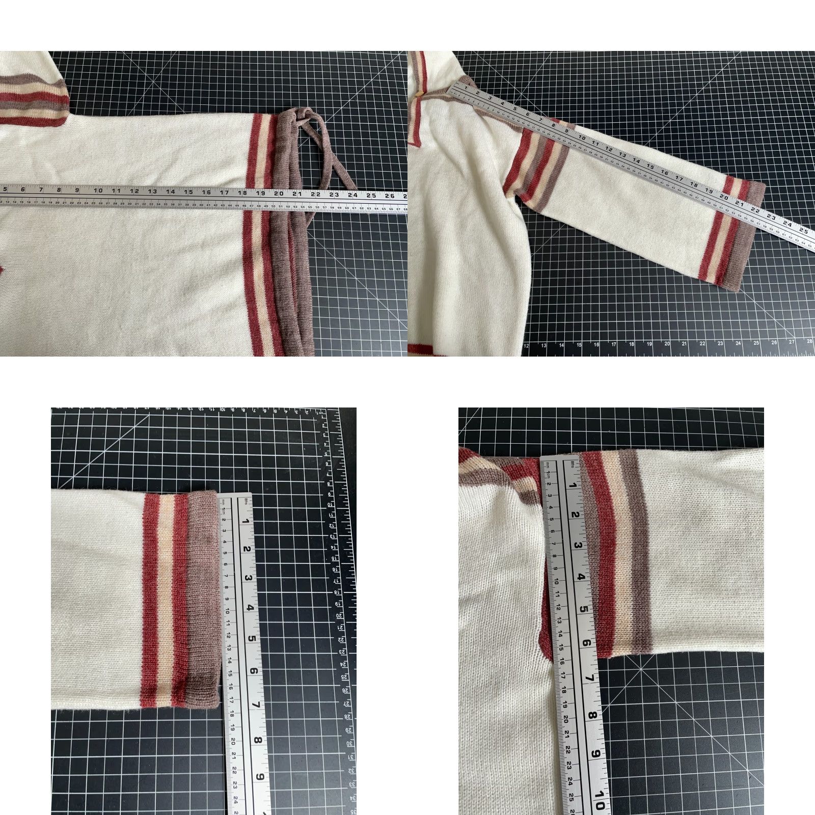 Vintage VINTAGE 80s Hooded Toggle Sweater Women's Small White Red Striped Boho Knit Acrylic Size S / US 4 / IT 40 - 8 Thumbnail