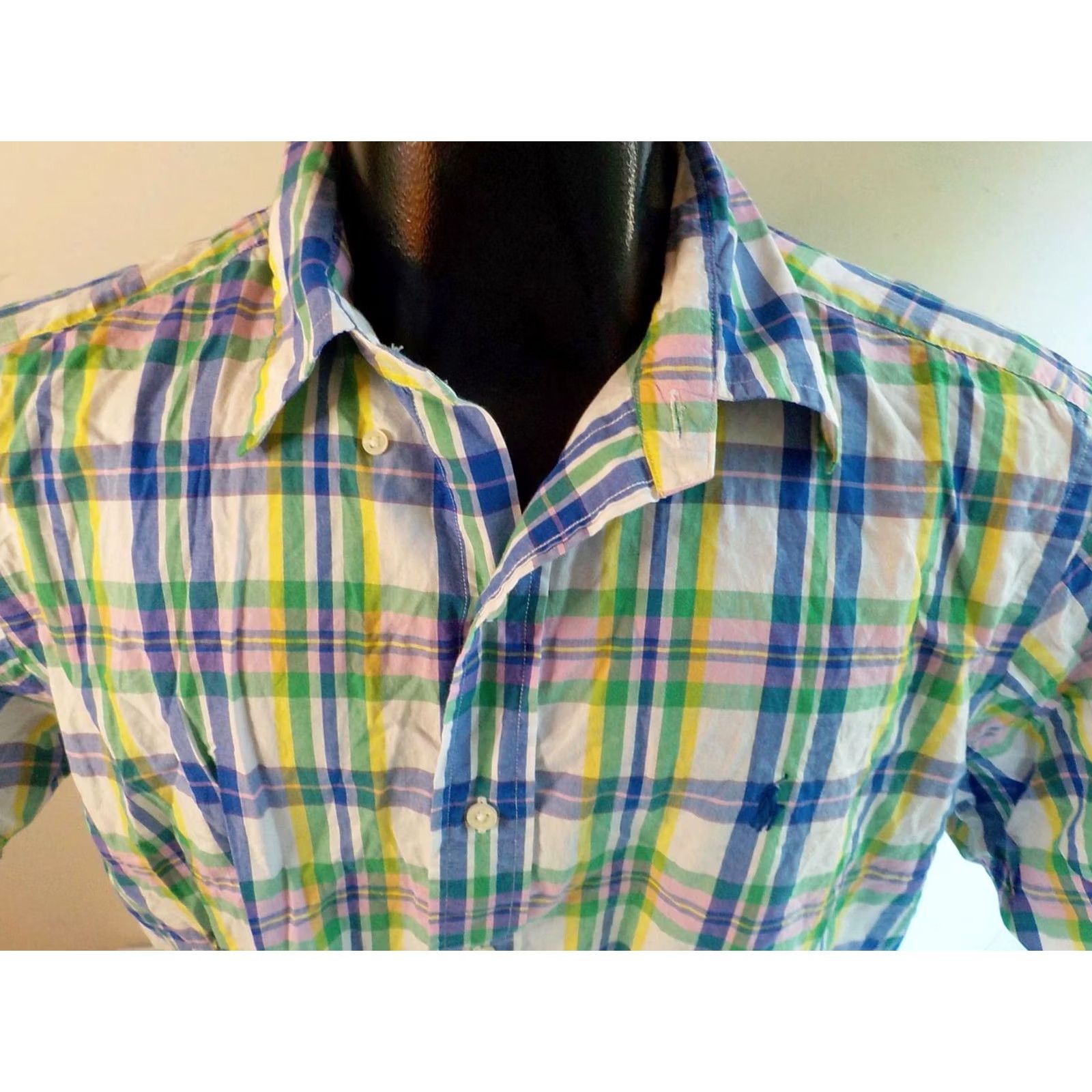 Ralph Lauren Ralph Lauren Classic Fit Plaid Button-Down SS Shirt L White/Blue/Green/Pink Mens Shirt Size US L / EU 52-54 / 3 - 2 Thumbnail