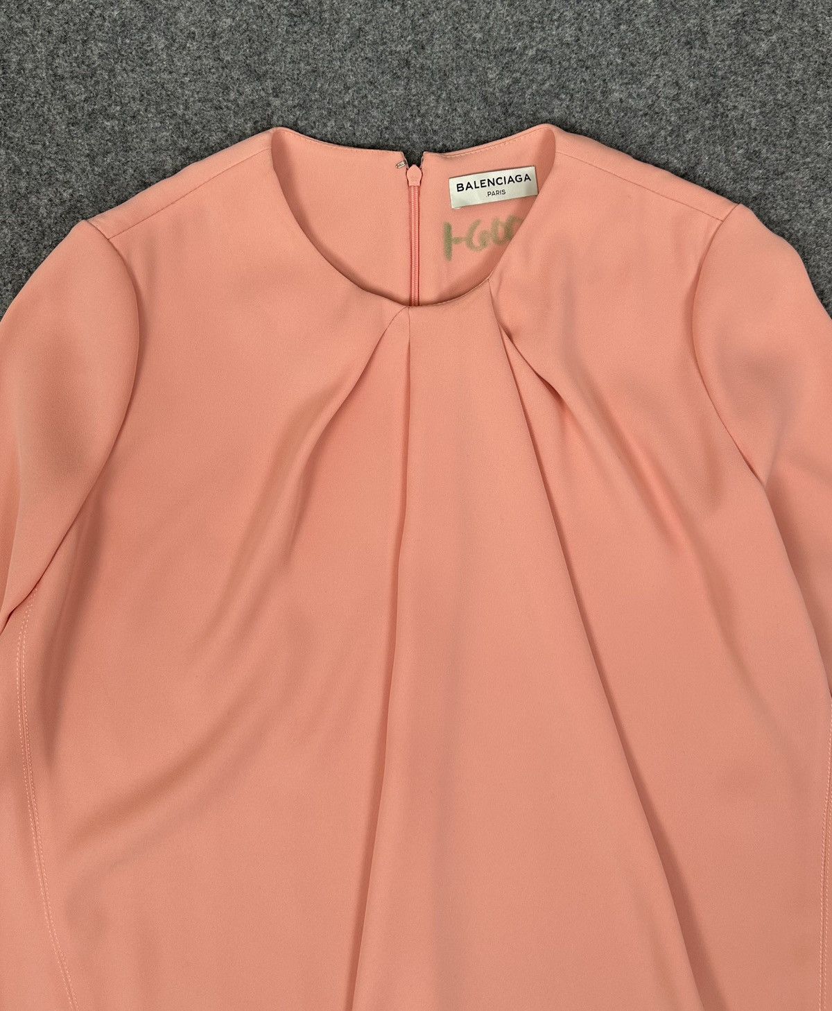 Balenciaga Balenciaga S/S15 Pleated Polyester Peach Long Sleeve Blouse Size XS / US 0-2 / IT 36-38 - 3 Thumbnail